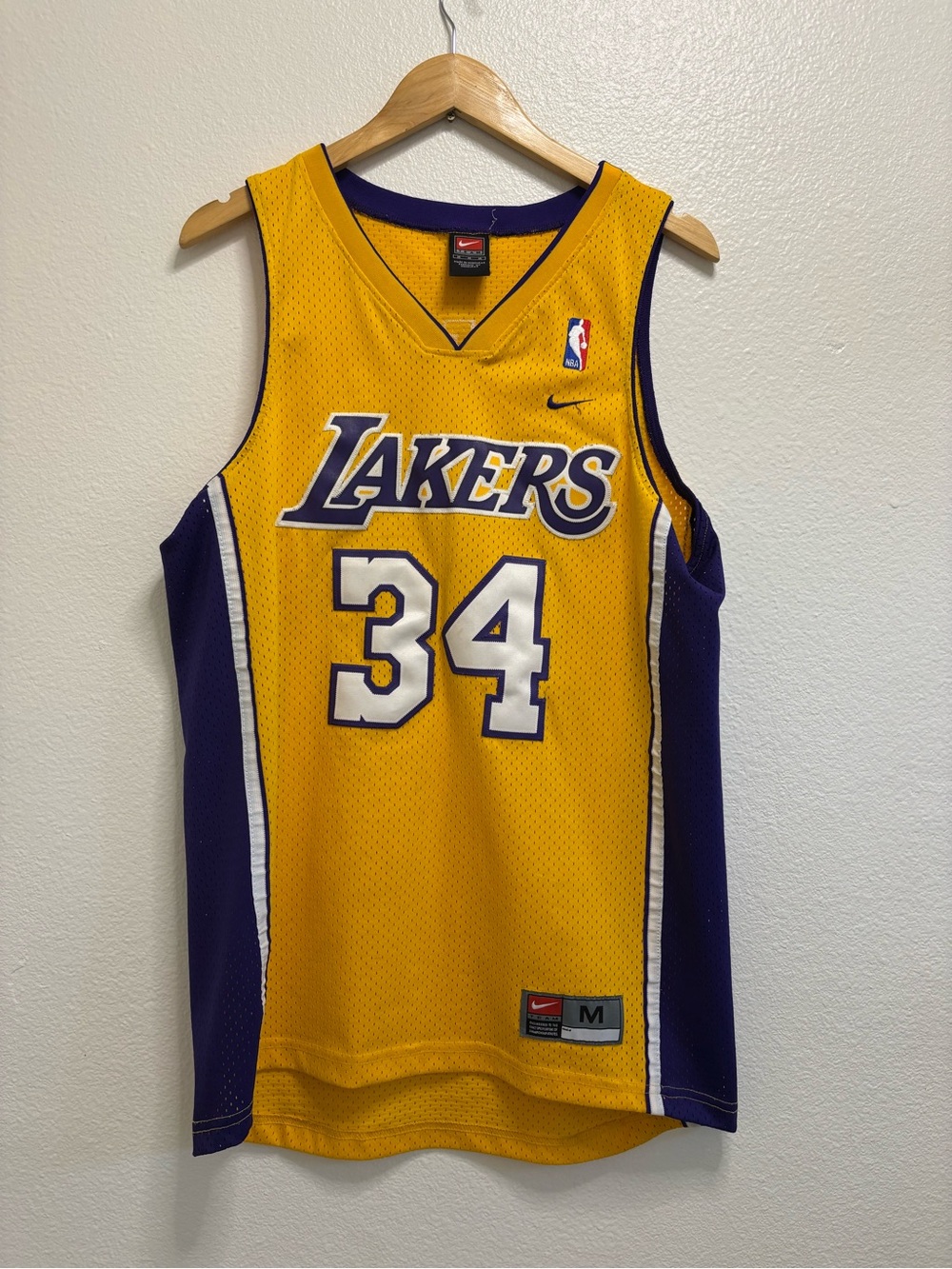 Nike Lakers Gold and Purple #Shaq34 Basketball Jersey Vintage